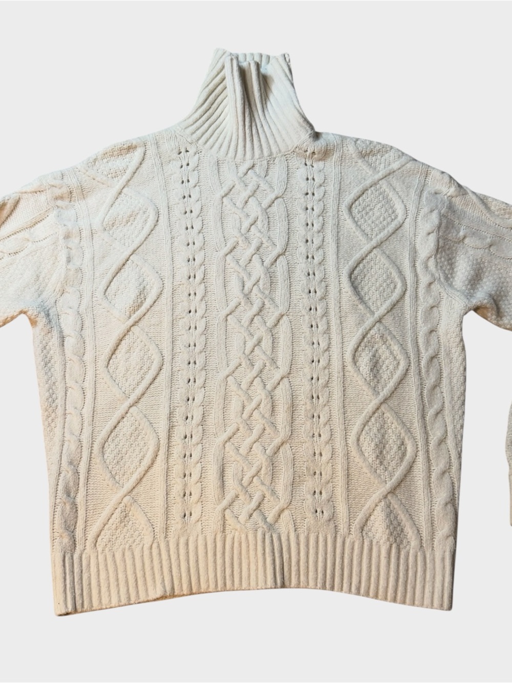Abercrombie & Fitch Sweater Women S Cream Cable Knit Turtleneck Oversized NWOT
